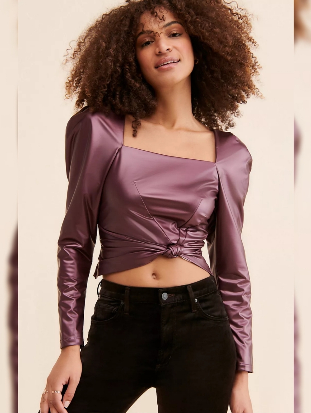 Anthropologie Hutch‎ Vegan Leather Rumer Top Purple Women's Size 8